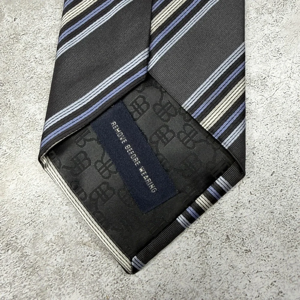Banana Republic 100% Silk Tie Mens OS Gray Striped Made In Turkey Necktie 58x3.6